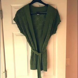 DayTrip Knit Olive Green Tie-Wrap Cardigan